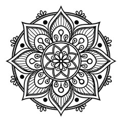 Mandala Silhouette with Intricate Symmetrical Geometric Pattern