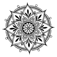 Mandala Silhouette with Intricate Symmetrical Geometric Pattern