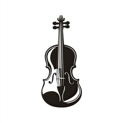 Fototapeta premium Elegant Black and White Violin Silhouette for Musical Design Projects, created by ai generated