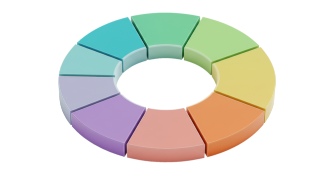 Isolated Colorful Segmented Donut Chart for Data Visualization