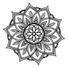 Mandala Silhouette with Intricate Symmetrical Geometric Pattern