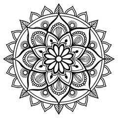 Mandala Silhouette with Intricate Symmetrical Geometric Pattern
