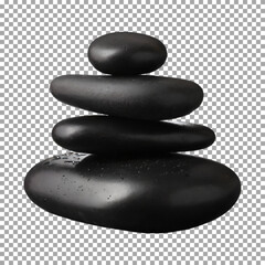 Black spa stones, Smooth Black Stones Piled for Tranquil Spa Background on transparent background, png, psd
