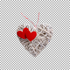 Creative Red Heart with String Pattern for Crafts on transparent background, png, psd
