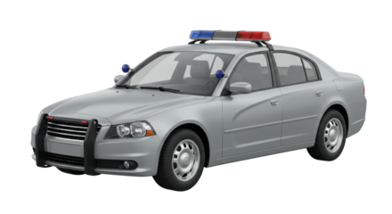 Isolated Silver Police Car Representing Law Enforcement and Security