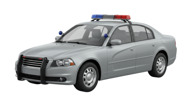 Isolated Silver Police Car Representing Law Enforcement and Security