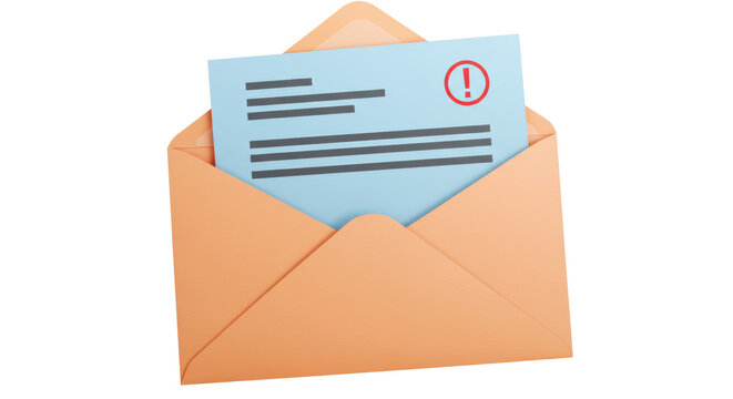 Isolated Envelope with Exclamation Point Representing Urgent Communication