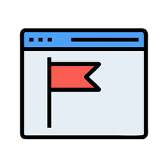 Browser Window with Flag Bookmark Icon Design