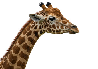 Naklejka premium Close-up of a giraffe's head showcasing its unique patterns and features