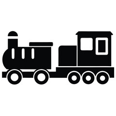 Isolated Black Train Illustration Graphic For Transportation And Children Design.