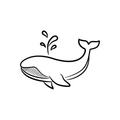 A simple hand-drawn illustration of a whale