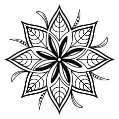 Mandala Silhouette with Intricate Symmetrical Geometric Pattern