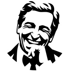 Silhouette portrait of a man laughing