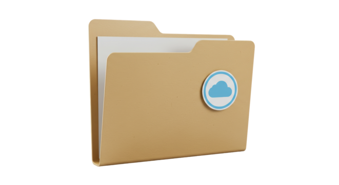 Isolated Folder with Cloud Icon for Cloud Storage