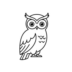 Fototapeta premium Cute owl illustration in a simple line art style on white background 