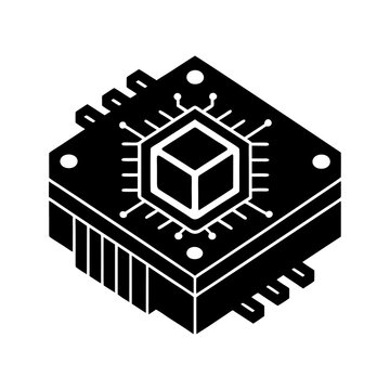 black isometric cpu chip clip art preview