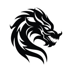 Obraz premium Chinese Dragon black color on isolated white background