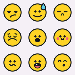 Flat Emoji Faces – Emotions Icon Set