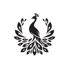 peacock vector silhouette clip art logo design illustration