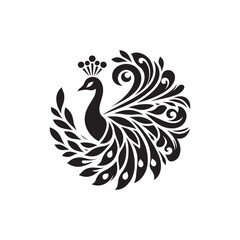 peacock vector silhouette clip art logo design illustration