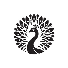 peacock vector silhouette clip art logo design illustration