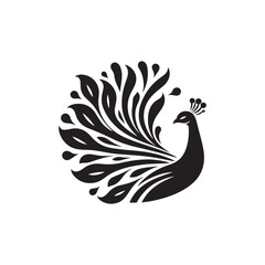 peacock vector silhouette clip art logo design illustration