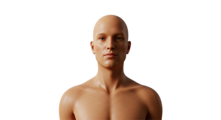 Isolated 3D Rendering Bald Man Anatomical Study