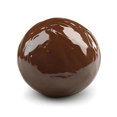 Rich and creamy chocolate ganache with a smooth texture and deep dark brown color, isolated white background, hyperrealism art style