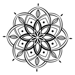 Mandala Silhouette with Intricate Symmetrical Geometric Pattern
