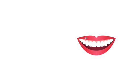 Fototapeta premium Smile, white teeth with pink lips, smiling mouth of young woman. Dental concept, veneers, teeth whitening. transparent background. Copy space.