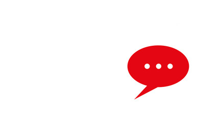 Dialog box in chat red, icons isolated on transparent background. Pop-up messages in social networks. Copy space.