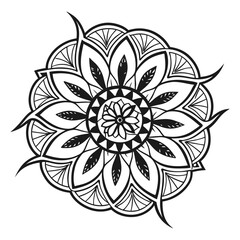 Mandala Silhouette with Intricate Symmetrical Geometric Pattern