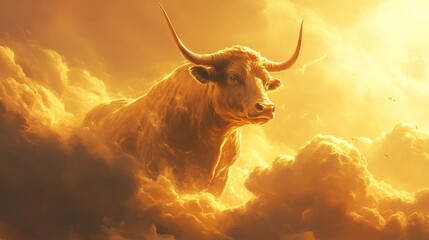 Golden Bull in Heavenly Cloudscape