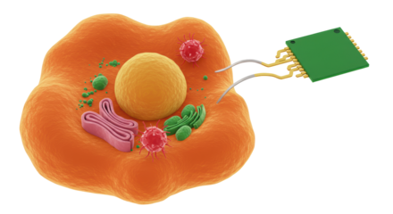 Isolated Microchip Connecting to Human Cell