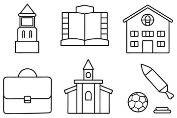 School Line Art Illustration Creative Design for Educational Artwork  