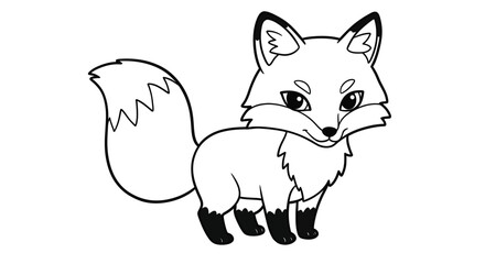 Obraz premium Adorable Chibi Fox Coloring Sheet With Big Fluffy Tail Pointed Ears Simple Forest Creature Outline Art Craft Design