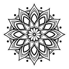 Mandala Silhouette with Intricate Symmetrical Geometric Pattern