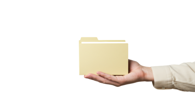 Isolated Hand Presenting a Manilla Folder