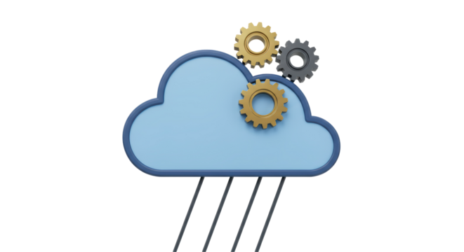 Isolated Cloud with Gears and Rain