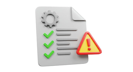 Isolated Checklist with Gear and Warning Triangle