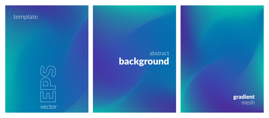 Fototapeta premium Abstract liquid background set. Gradient mesh. Effect bright color blend. Blurred fluid colorful mix. Modern design template for web covers, ad banners, posters, brochures, flyers. Vector EPS