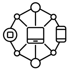 Connected Devices Premium modern thin line  Icon Image, Stock Photo, and Vector