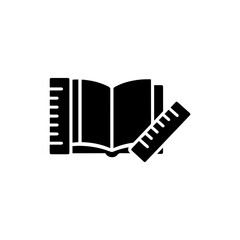 Ruler and Book for Language Progress Minimal Black Icon