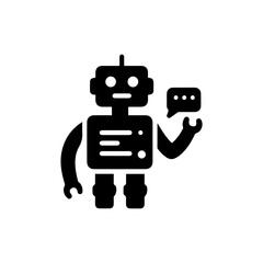 Robot Icon with Text to Speech Overlay Minimal Black Icon