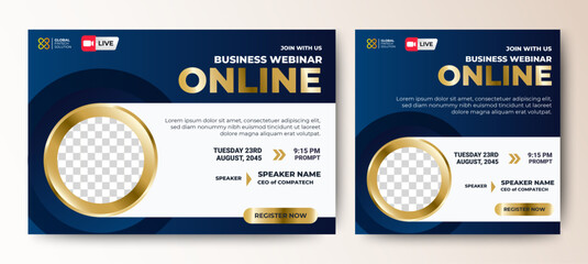 Online webinar conference banner template. web and social media layout. vector	
