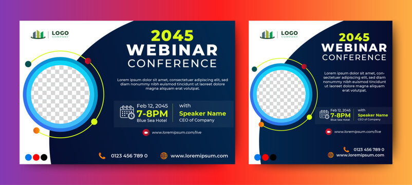 Business Conference live webinar banner invitation and social media post template. Business webinar invitation design. Vector