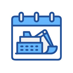 Calendar Showing Excavator Construction Date Icon Design