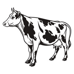 black and white cow vector