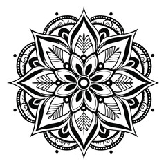 Mandala Silhouette with Intricate Symmetrical Geometric Pattern