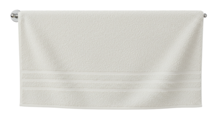 Isolated White Towel Hanging on a Rack for Bathroom